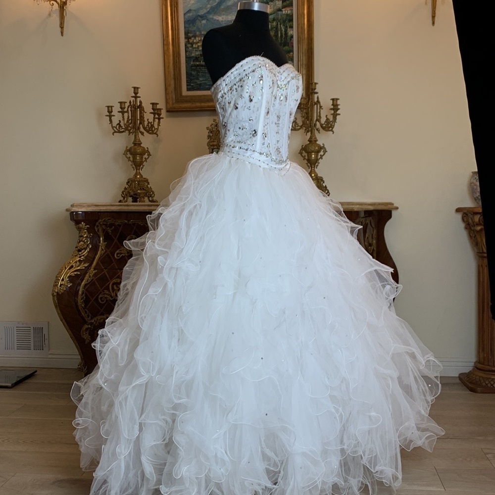 Women’s formal rhinestone Quinceanera ball gown pageant wedding prom dress - Picture 2 of 6